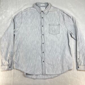 Lucky Brand Shirt Mens Size XXL Chambray Gray Button Up Long Sleeve Slim Fit